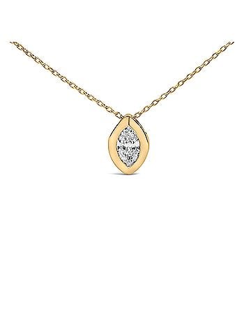 Haus of Brilliance 14K Yellow Gold 1/3 Cttw Marquise Diamond Bezel Set Solitaire Pendant Necklace with Paperclip Chain (view 2)