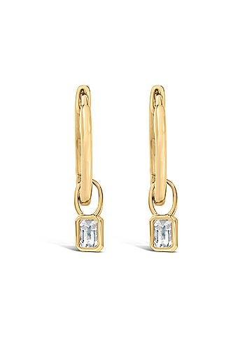 Haus of Brilliance 14K Yellow Gold 1/3 Cttw Emerald Diamond Bezel Set Dangle Huggie Earrings (view 1)