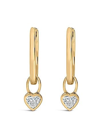 Haus of Brilliance 14K Yellow Gold 1/3 Cttw Heart Diamond Bezel Set Dangle Huggie Earrings (view 1)