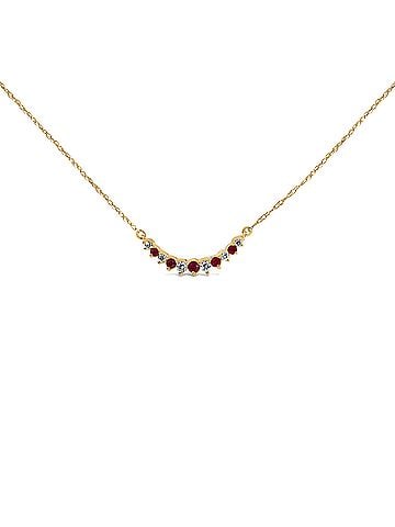 Haus of Brilliance 14K Yellow Gold Ruby and 1/10 Cttw Diamond Curved Bar Necklace (view 1)