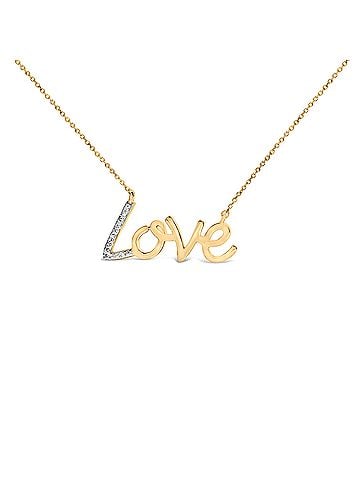 Haus of Brilliance Gold Vermeil Diamond Accent Love Pendant Necklace (view 1)