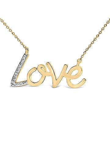 Haus of Brilliance Gold Vermeil Diamond Accent Love Pendant Necklace (view 2)