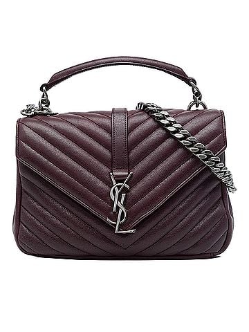 Saint Laurent Medium Chevron Sheepskin Monogram College Satchel (view 1)