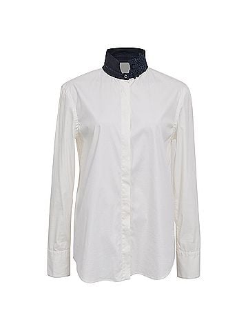 Brunello Cucinelli Brunello Cucinelli Embellished Collar Shirt in White Cotton (view 1)