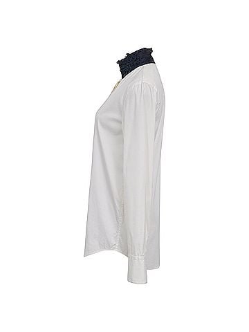 Brunello Cucinelli Brunello Cucinelli Embellished Collar Shirt in White Cotton (view 2)