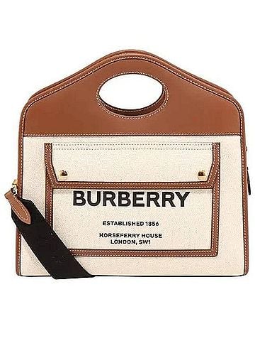 Burberry Small Two-tone Canvas And Leather Pocket Tote Bag (view 1)