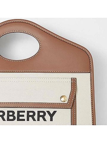 Burberry Small Two-tone Canvas And Leather Pocket Tote Bag (view 2)