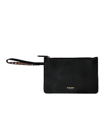 Burberry Clutch Pouch Grain Leather Strap Black (view 1)