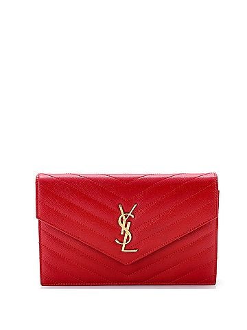 Saint Laurent Classic Monogram Wallet on Chain Matelasse Chevron Leather Small (view 1)