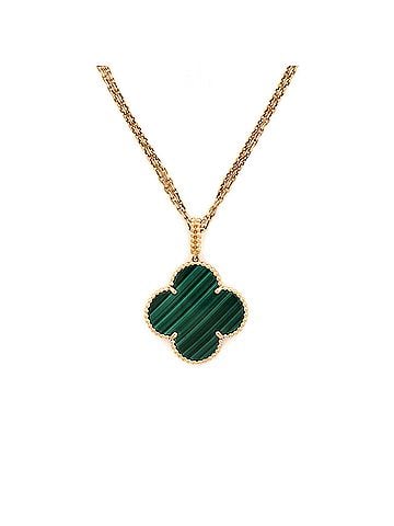 Van Cleef & Arpels Magic Alhambra Pendant Long Necklace 18K Yellow Gold and Malachite (view 1)