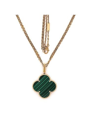 Van Cleef & Arpels Magic Alhambra Pendant Long Necklace 18K Yellow Gold and Malachite (view 2)