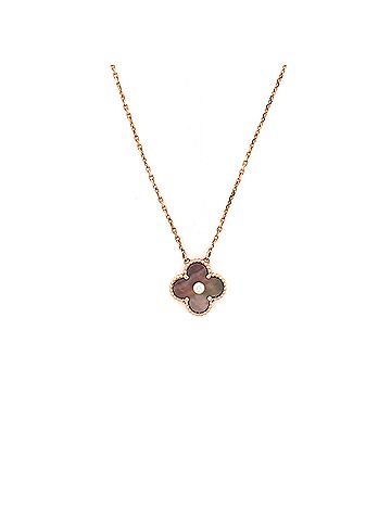 Van Cleef & Arpels Vintage Alhambra Pendant Necklace 18K Rose Gold and Mother of Pearl with Diamond (view 1)