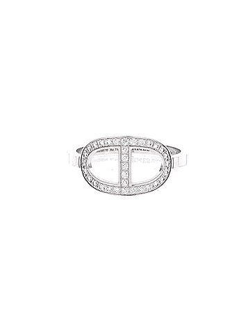 Hermès Chaine d'Ancre Contour Ring 18K White Gold and Diamonds Medium (view 1)