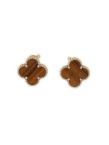 Van Cleef & Arpels Vintage Alhambra Earrings 18K Yellow Gold and Tiger Eye (view 1)