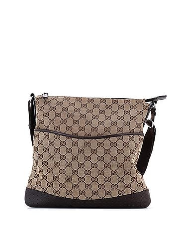 Gucci Zip Messenger Bag GG Canvas with Perforated Leather Medium (view 1)