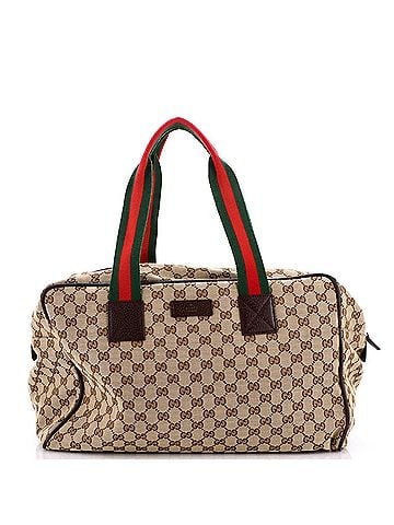 Gucci Web Carry On Duffle Bag GG Canvas with Leather Medium (view 1)