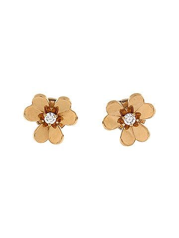 Van Cleef & Arpels Frivole Stud Earrings 18K Yellow Gold with Diamonds Mini (view 1)