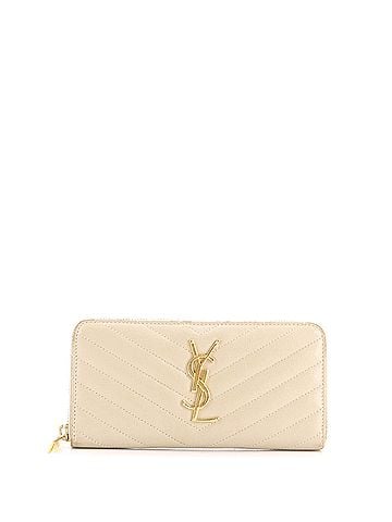 Saint Laurent Classic Monogram Zip Around Wallet Matelasse Chevron Leather (view 1)