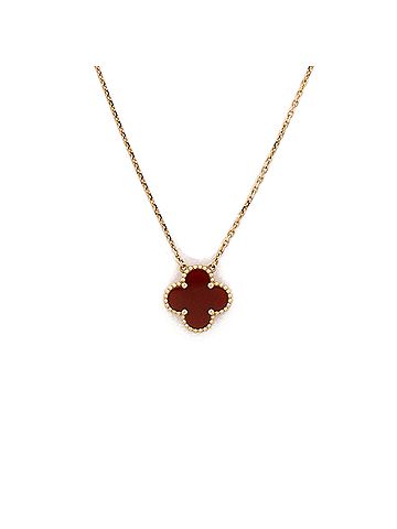 Van Cleef & Arpels Vintage Alhambra Pendant Necklace 18K Yellow Gold and Carnelian (view 1)