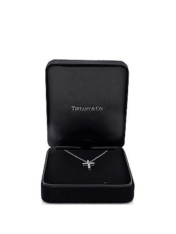 Tiffany & Co. Cross Pendant Necklace Platinum and Diamonds Small (view 2)