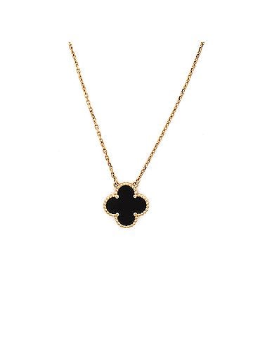Van Cleef & Arpels Vintage Alhambra Pendant Necklace 18K Yellow Gold and Onyx (view 1)