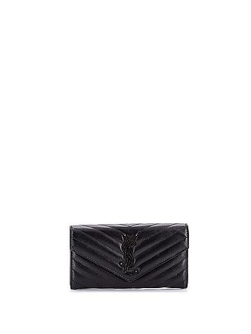 Saint Laurent Classic Monogram Flap Wallet Matelasse Chevron Leather Large (view 1)
