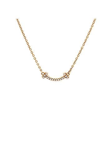 Tiffany & Co. T Smile Pendant Necklace 18K Yellow Gold with Diamonds Mini (view 1)