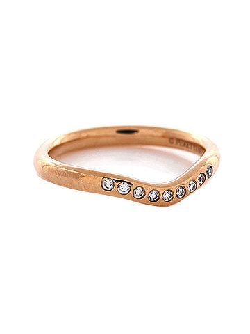 Tiffany & Co. Elsa Peretti Curved Wedding Band Ring 18K Rose Gold with Diamonds (view 2)