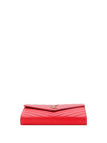 Saint Laurent Classic Monogram Wallet on Chain Matelasse Chevron Leather Medium (view 2)