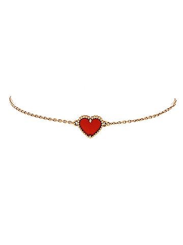 Van Cleef & Arpels Sweet Alhambra Heart Bracelet 18K Rose Gold with Carnelian (view 1)