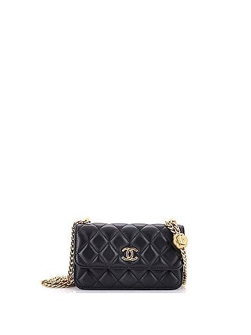 Chanel Sweet Camellia Flap Phone Holder with Chain Quilted Lambskin (view 1)