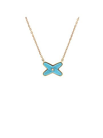 Chaumet Jeux de Liens Pendant Necklace 18K Rose Gold with Turquoise and Diamond (view 1)