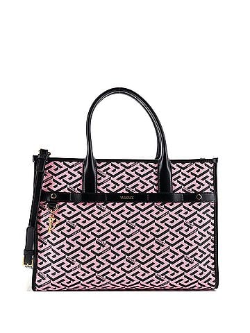 Versace Top Handle Tote La Greca Signature Coated Canvas Medium (view 1)