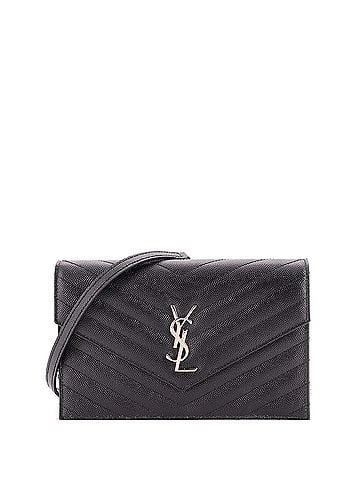 Saint Laurent Classic Monogram Wallet on Chain Matelasse Chevron Leather Small (view 1)