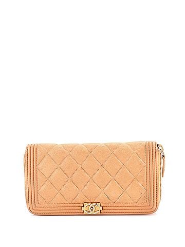 Chanel Boy Zip Around Wallet Quilted Caviar Long (view 1)