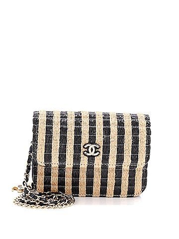 Chanel CC Flap Chain Belt Bag Striped Raffia and Jute (view 1)
