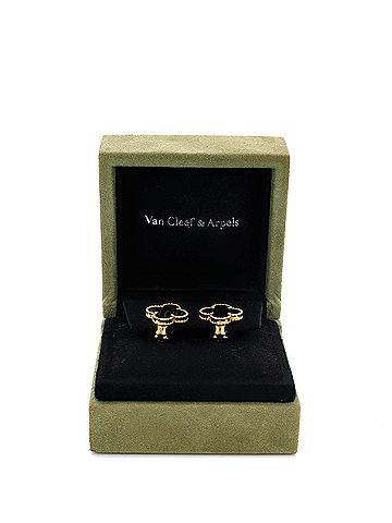 Van Cleef & Arpels Vintage Alhambra Earrings 18K Yellow Gold and Onyx (view 2)