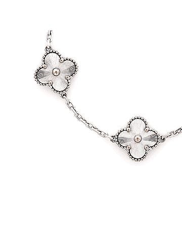 Van Cleef & Arpels Vintage Alhambra 5 Motifs Bracelet Guilloche 18K White Gold (view 2)