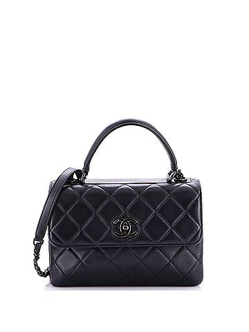 Chanel So Black Trendy CC Top Handle Bag Quilted Lambskin Small (view 1)