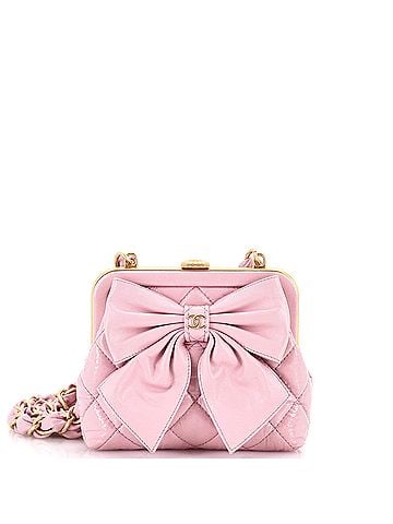 Chanel Bow Frame Clutch With Chain Quilted Patent with Lambskin Mini (view 1)