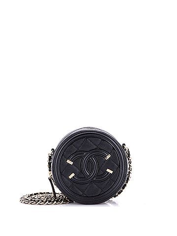 Chanel Filigree Round Clutch with Chain Quilted Caviar Mini (view 1)