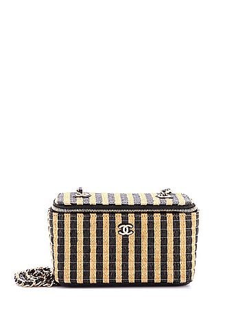 Chanel Classic Vanity Case with Chain Striped Raffia and Jute Small (view 1)