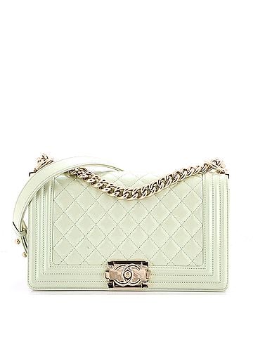Chanel Boy Flap Bag Quilted Iridescent Glazed Calfskin Old Medium (view 1)