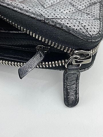 Chanel Chanel Perforated Silver Metallic Lambskin Quilted Zip Around Wallet (view 2)