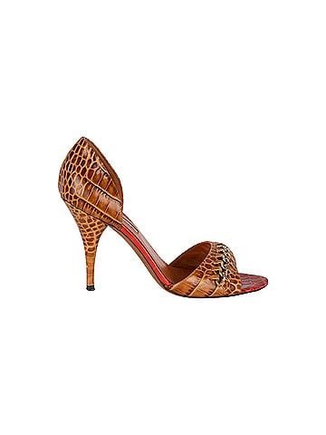 Oscar De La Renta Oscar de la Renta Alligator Embossed Leather Chain Strap D'orsay Pumps - '10s (view 1)