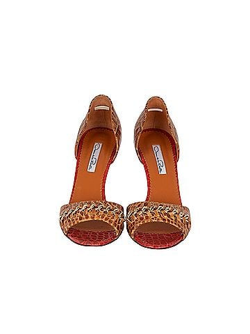 Oscar De La Renta Oscar de la Renta Alligator Embossed Leather Chain Strap D'orsay Pumps - '10s (view 2)