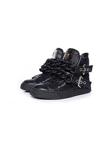 Giuseppe Zanotti Giuseppe Zanotti Black Double Chain Leather High Top Sneakers. (view 1)
