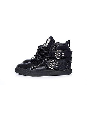 Giuseppe Zanotti Giuseppe Zanotti Black Double Chain Leather High Top Sneakers. (view 2)