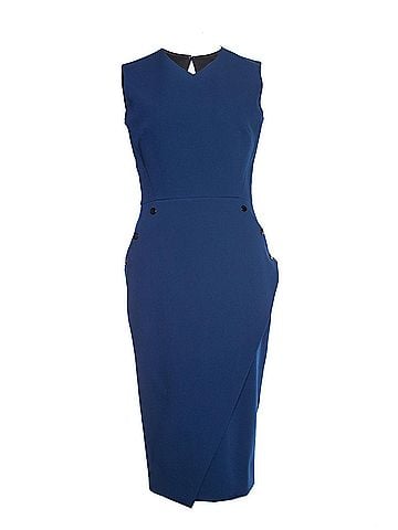 Victoria Beckham Victoria Beckham Blue crepe dress with buttons. (view 1)