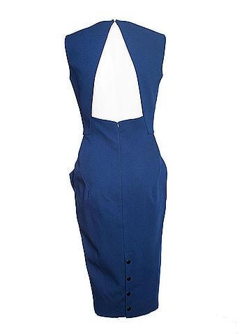 Victoria Beckham Victoria Beckham Blue crepe dress with buttons. (view 2)